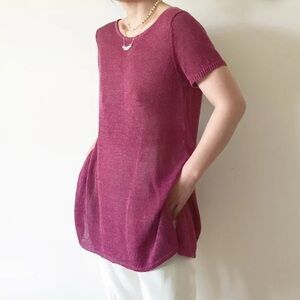 Women’s Eileen Fisher Berry Organic Linen Blend Sweater Tunic Shirt Top S